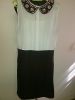 Adult Female Costumes to Hire - Black & white dress with detailed collar - 1pce